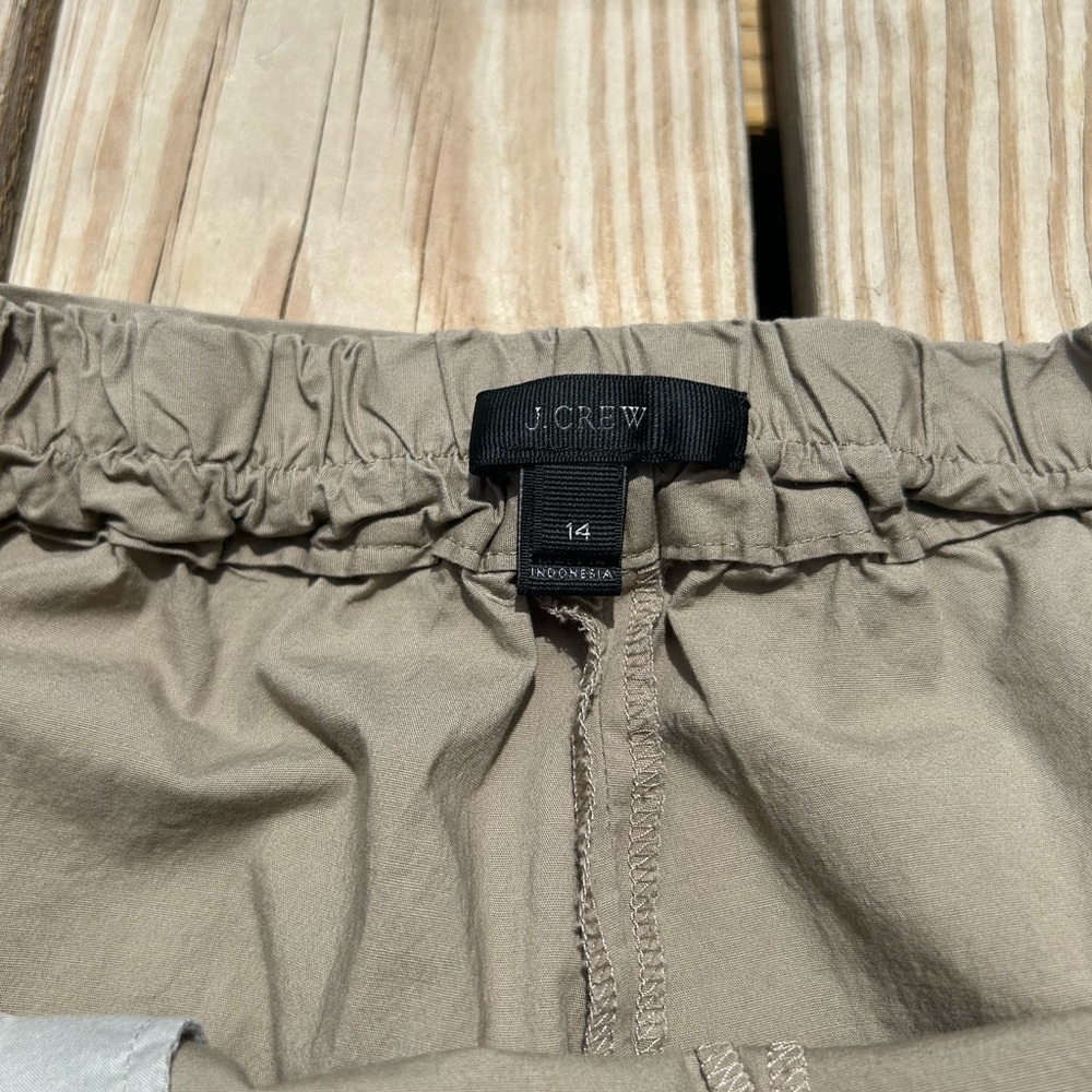J.Crew Women's Cotton Blend Pull-On Ankle Pants 14 Tan Wide Leg - Picture 4 of 14